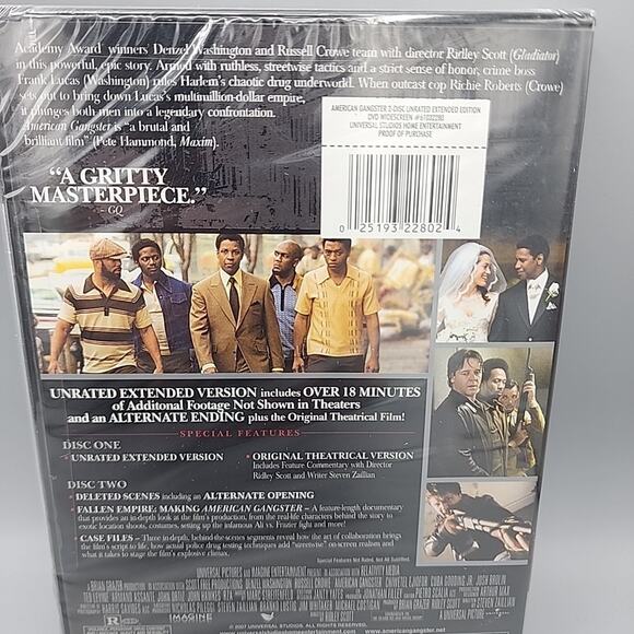 American Gangster 2-Disc Unrated Extended Edition DVDs Factory Sealed - Picture 4 of 8